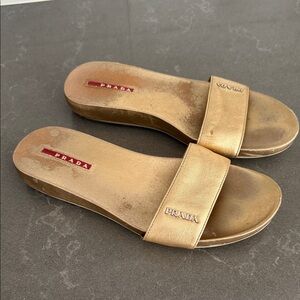 Prada Women's Luxurious Gold Sandals